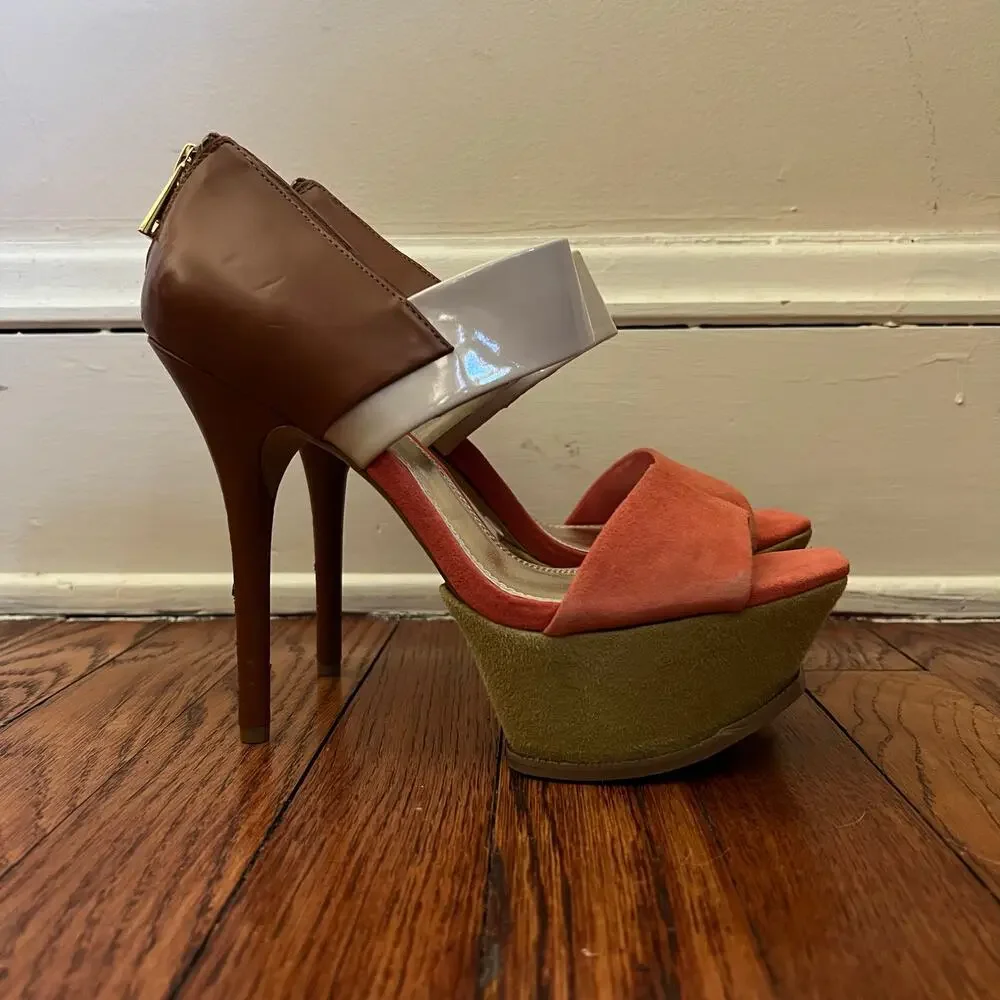 Bakers Vanessa Y2K Colorblock Platform Stiletto Heels Suede Leather 7.5